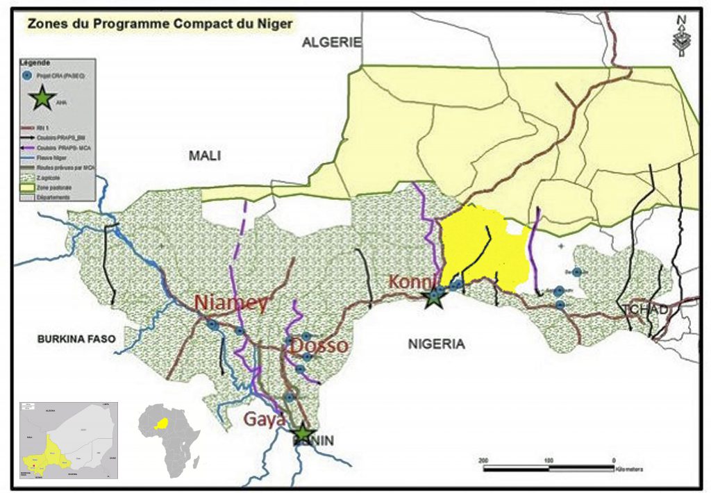 Les zones d'interventions du Compact du Niger