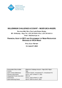 Audit Report_MCA_Niger_Periode 1 avril 2022 – 31 mars 2023