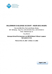 Independent Accountant’s Report on Applying Agreed-Upon Procedures_MCA-Niger 31.03.2022_Final (1)